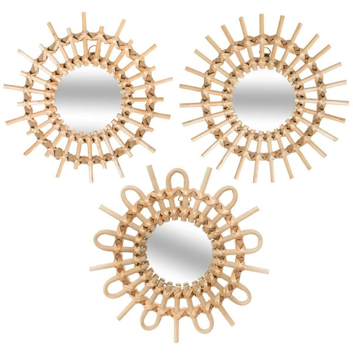 Set aus 3 Spiegeln Sonne - Rattan D 28 cm - Beige - Atmosphera créateur d'intérieur cm Korb, cm Korb