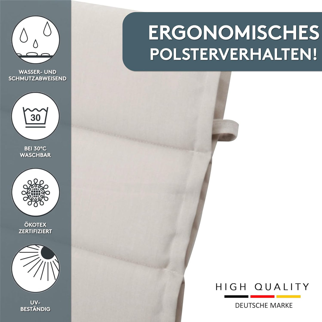 LILENO HOME Gartenstuhl Auflagen als [2er Set - Hochlehner] in Natur - Bequeme Liegen als Sitzauflag