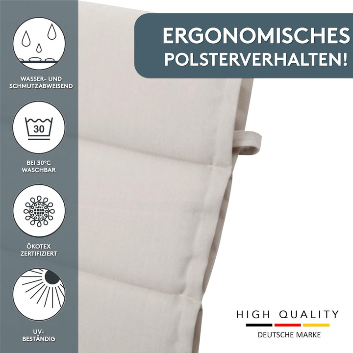 LILENO HOME Gartenstuhl Auflagen als [2er Set - Hochlehner] in Natur - Bequeme Liegen als Sitzauflag