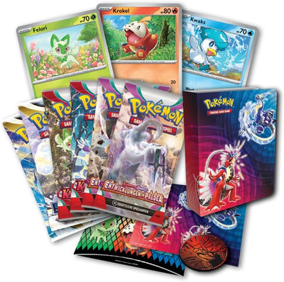 Pokémon-Sammelkartenspiel: Sammelkoffer für den Schulanfang – Felori, Krokel und Kwaks (3 holografis