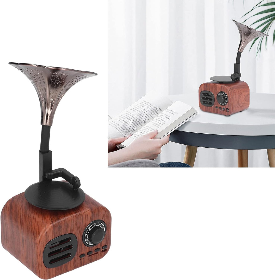 MOUMOUTEN Retro-Grammophon, Musikbox, tragbarer kabelloser Vintage-Lautsprecher, 5 W USB, wiederaufl