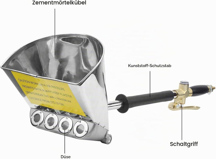 4 Jet Putzwerfer, Druckluft Mörtelspritze Berufswand Mörser Sprüher Druckluft Putzmaschine mit 18 mm