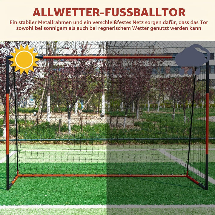 KAIHAOWIN Metall Fussballtor 76x91|125x185|193x244|203x308-Fussballtor mit Stahlrahmen Torpfosten-To