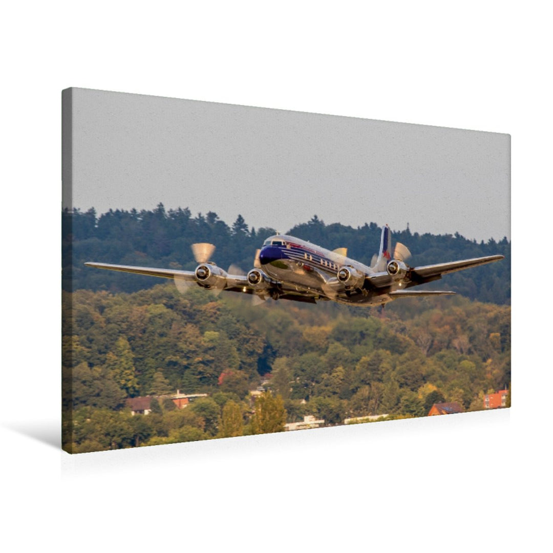 Premium Textil-Leinwand 75 x 50 cm Quer-Format Red Bull Douglas DC-6 Zürich, Switzerland | Wandbild,