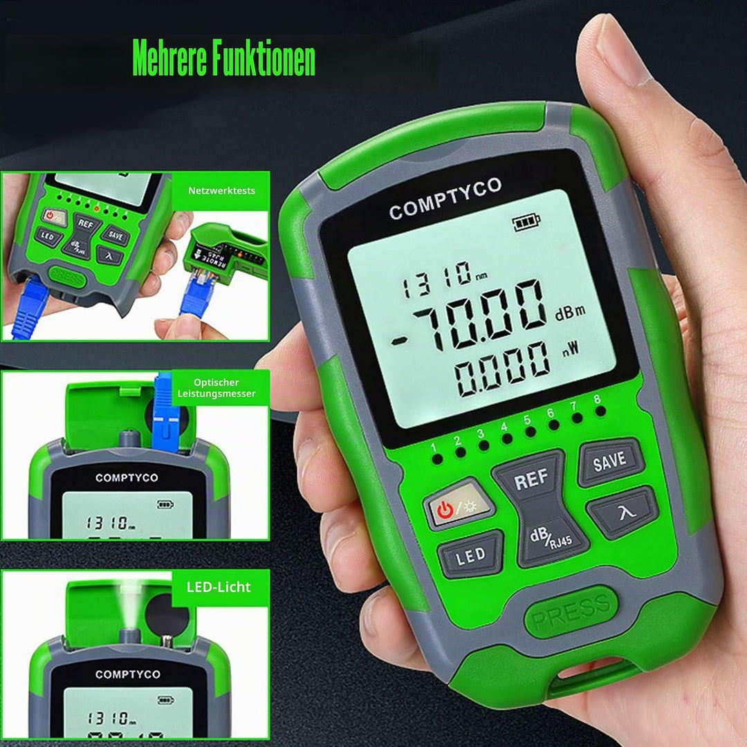 LWL-Leistungsmesser, -70~+10 DBm LWL-Lichtmesser, Tragbarer 4-in-1-LWL-Kabeltester mit Rotlichtquell