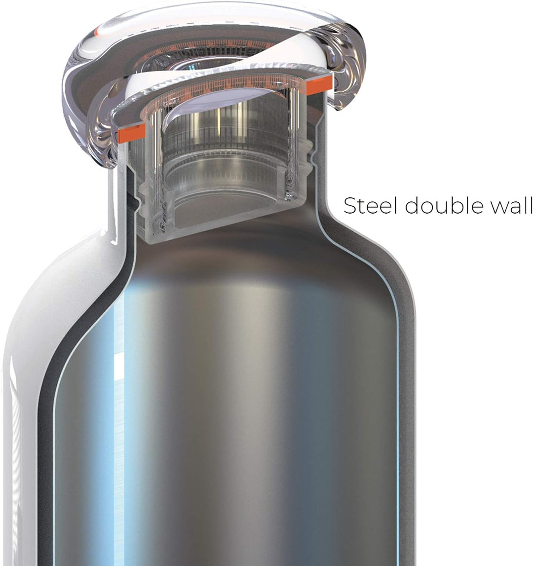 Guzzini - On The Go, ENERGY Thermosflasche, Trinkflasche Edelstahl - Goldrosa, Ø 7,3x h21,2 cm | 500