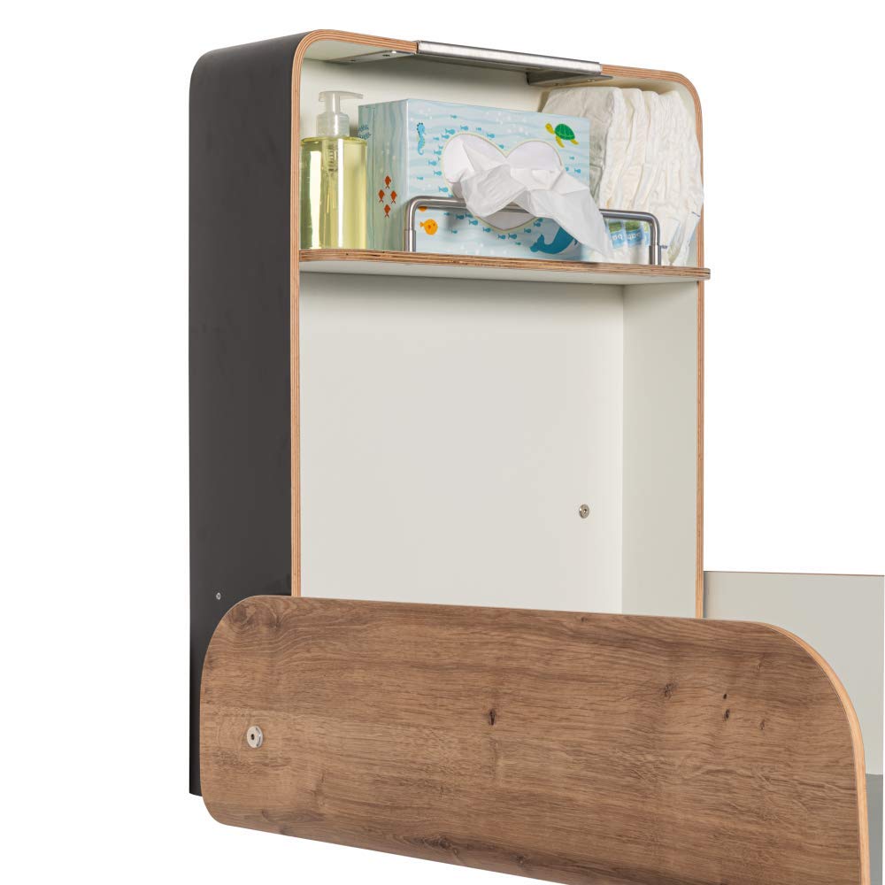 Pamplona Wickeltisch/Timkid Kawaform midi- klappbar als Wandwickeltisch, Formholz, weiss, inkl. Wick