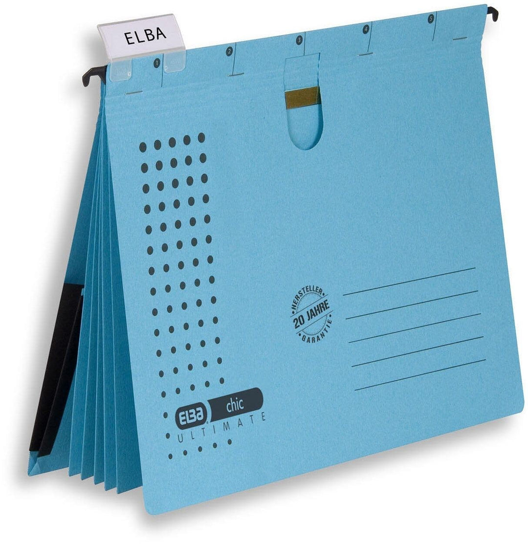 ELBA Mehrfach-Hängehefter chic, für A4, aus Karton, blau, 5er Pack blau Organisationshefter chic ULT