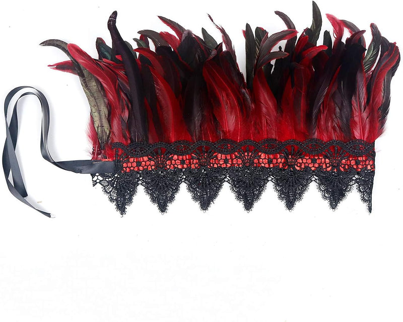 keland Damen Feder Umhang Schal Kragen Bolero Gothic Federkragen Federumhang Schultertuch Federschul