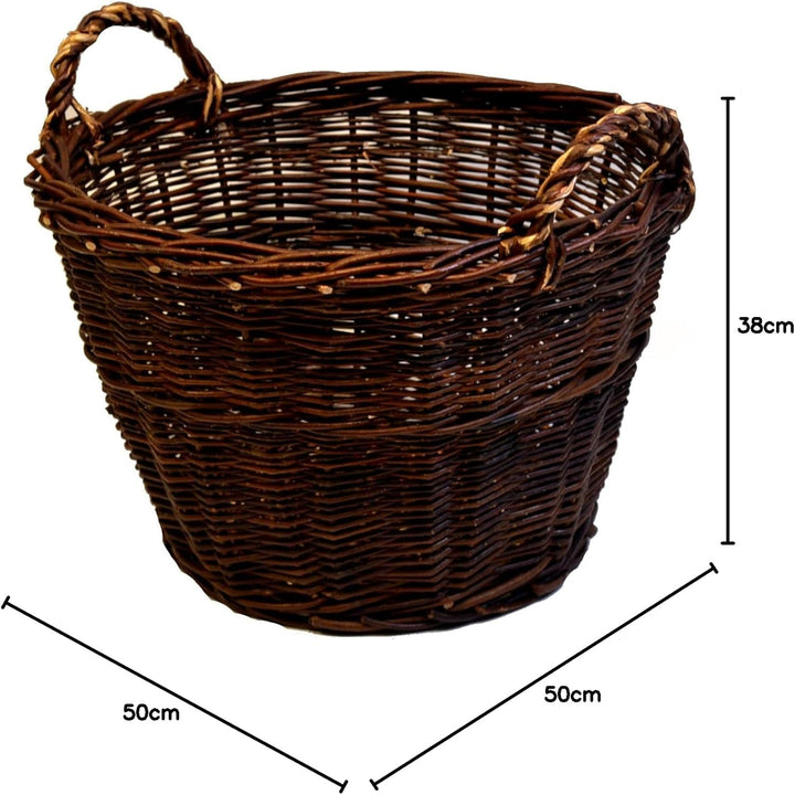7 Grössen WIKLER Gartenkorb Kartoffelkorb Kaminkorb Holzkorb Weide Kiepe Erntkorb Füllkorb (Ø50cm),