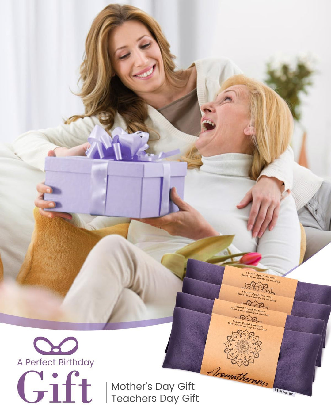 Hihealer 2er / 4er-Pack Augenmaske Gewichts-Augenmaske mit Lavendel-Aromatherapie für Schlaf, Yoga,