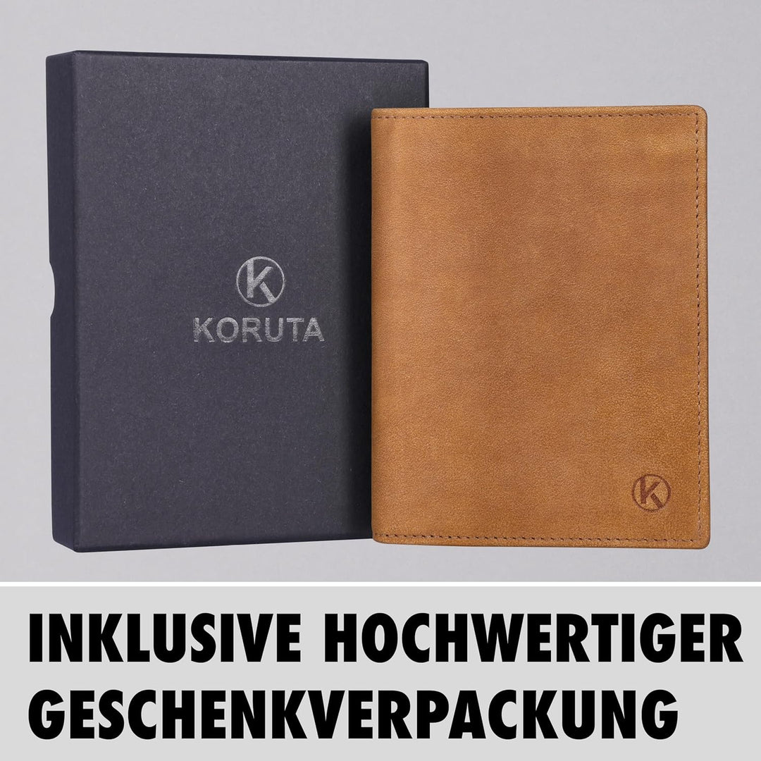 KORUTA® Leder Geldbörse Herren mit RFID Schutz I Portemonnaie Gross mit Münzfach I 13 Fächer I Echtl