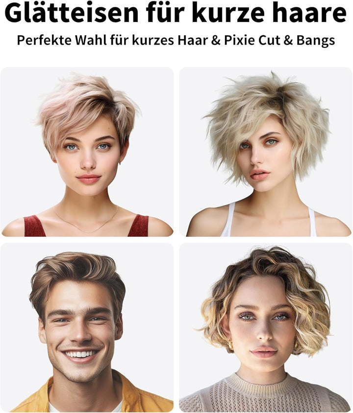 DSHOW Glätteisen für kurze haare, Haarglätter, Kleiner Haarglätter 2 in 1, Bart und pony, Glätteisen