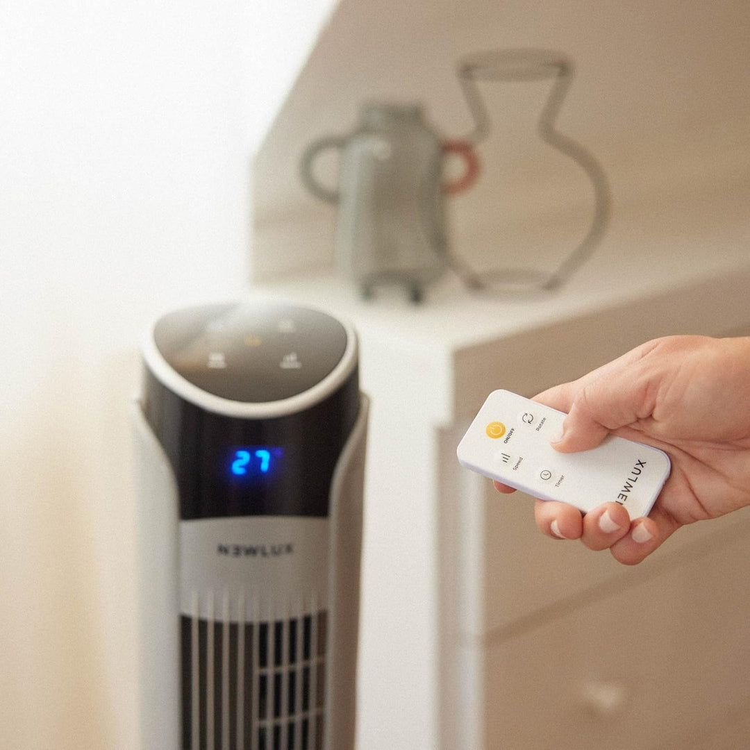Newlux - Turmventilator ohne Flügel W130 (45 W) mit einer Höhe von 103,5 cm, 3 Stufen, 3 Modi, Oszil