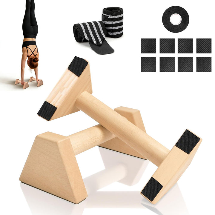 Liegestützgriffe, 2 Stück Liegestützgriffe aus Holz, Push Up Bars, Holz Parallettes, Calisthenics Eq