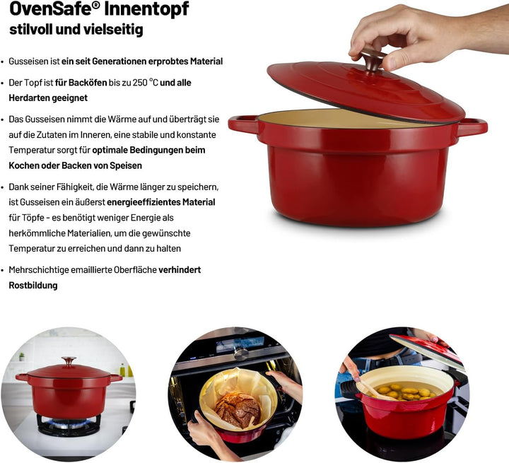 Lauben OvenSafe® Multikocher 6000RS Multifunktionaler Topf mit 6 l Fassungsvermögen, 10 Programme, g