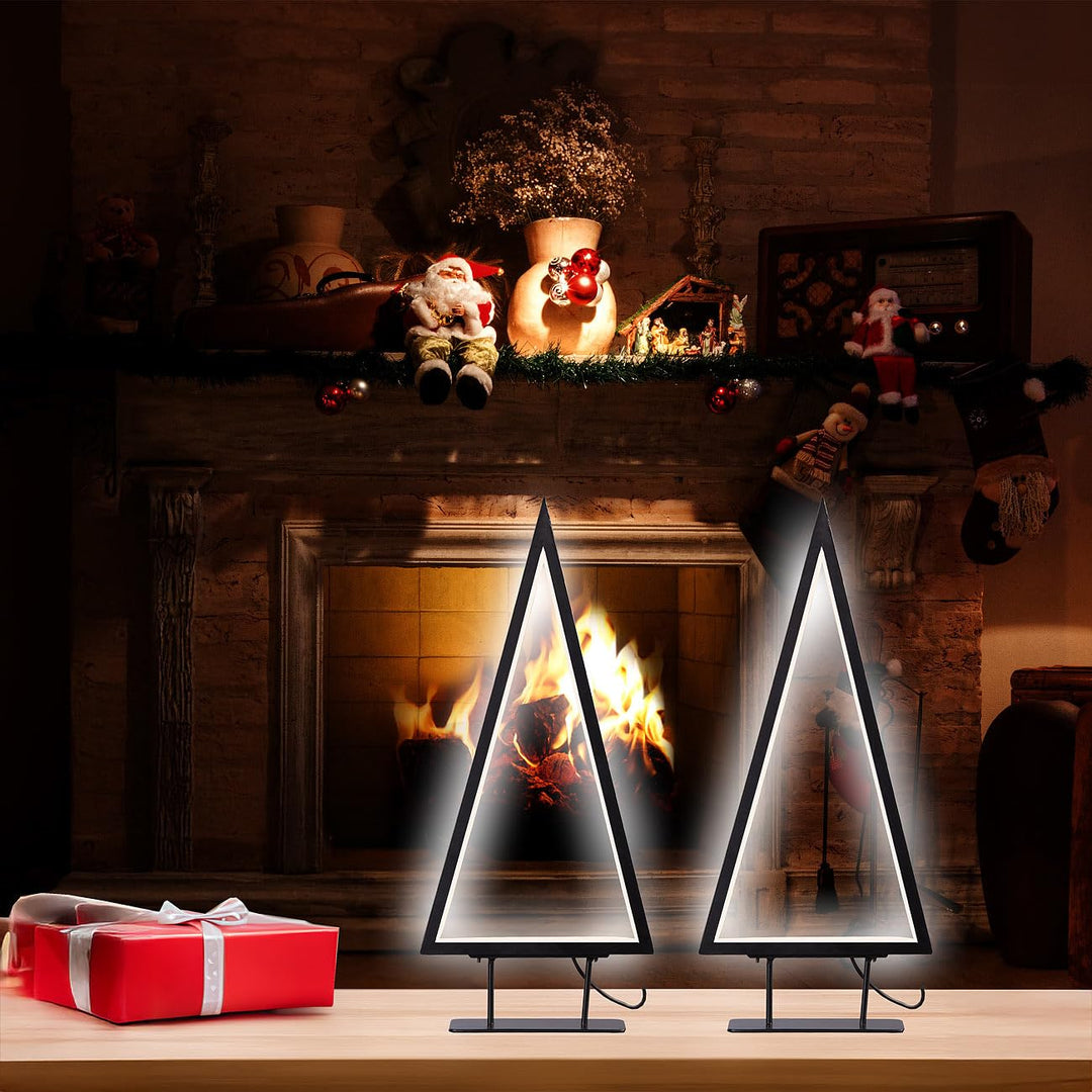 Carlo Milano Weihnachtsdeko-Bäume: 2er-Set Design-Metall-Weihnachtsbaum, 96 LEDs, 46 cm Höhe (Decor