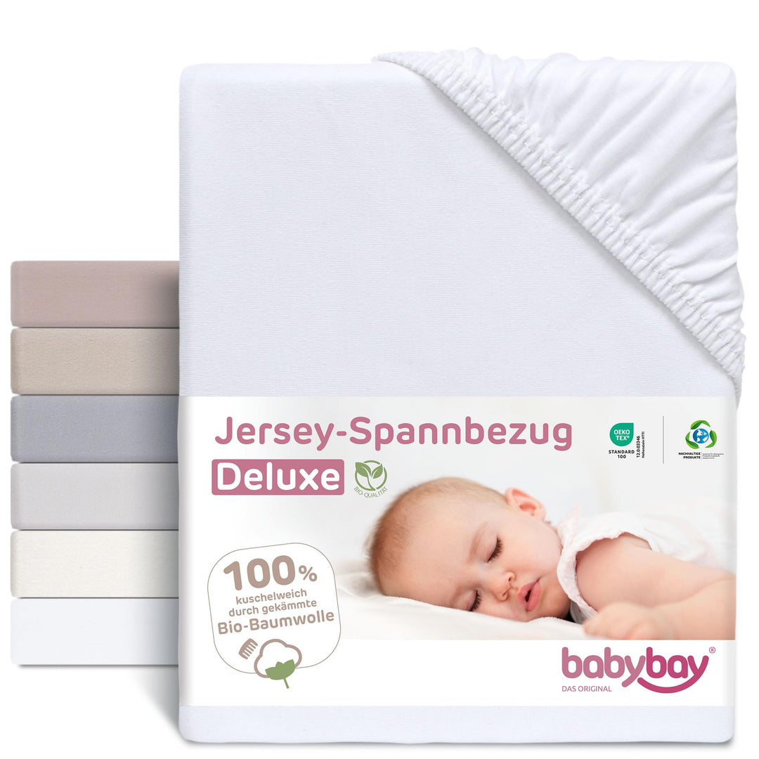 babybay Jersey Spannbetttuch Deluxe Organic Cotton passend für die Modelle Maxi, Midi, Boxspring, Co