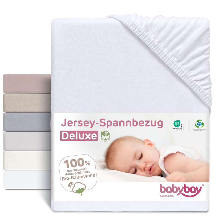 babybay Jersey Spannbetttuch Deluxe Organic Cotton passend für die Modelle Maxi, Midi, Boxspring, Co