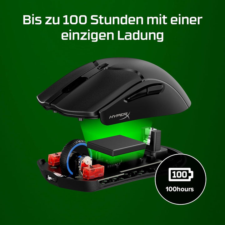 HyperX Pulsefire Haste 2 Mini Wireless Gaming-Maus – Ultraleicht (59g), RGB, 26K DPI, 100 Std. Akkul