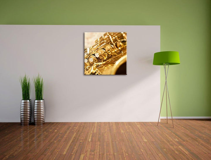 Pixxprint Saxophon, Format: 70x70 auf Leinwand, XXL riesige Bilder fertig gerahmt mit Keilrahmen, Ku