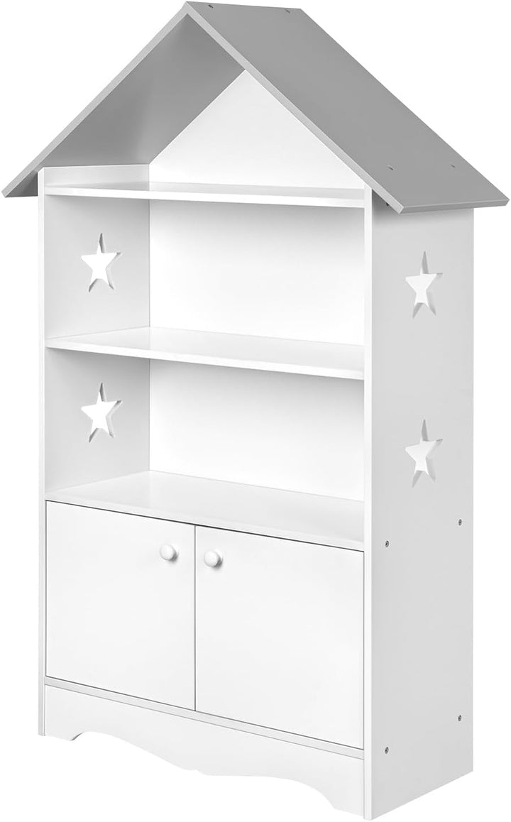 WOLTU Kinderregal Spielzeugregal mit Abschliessbarer Tür, 3 Regale Bücherregal für Kinder, Mehrzweck