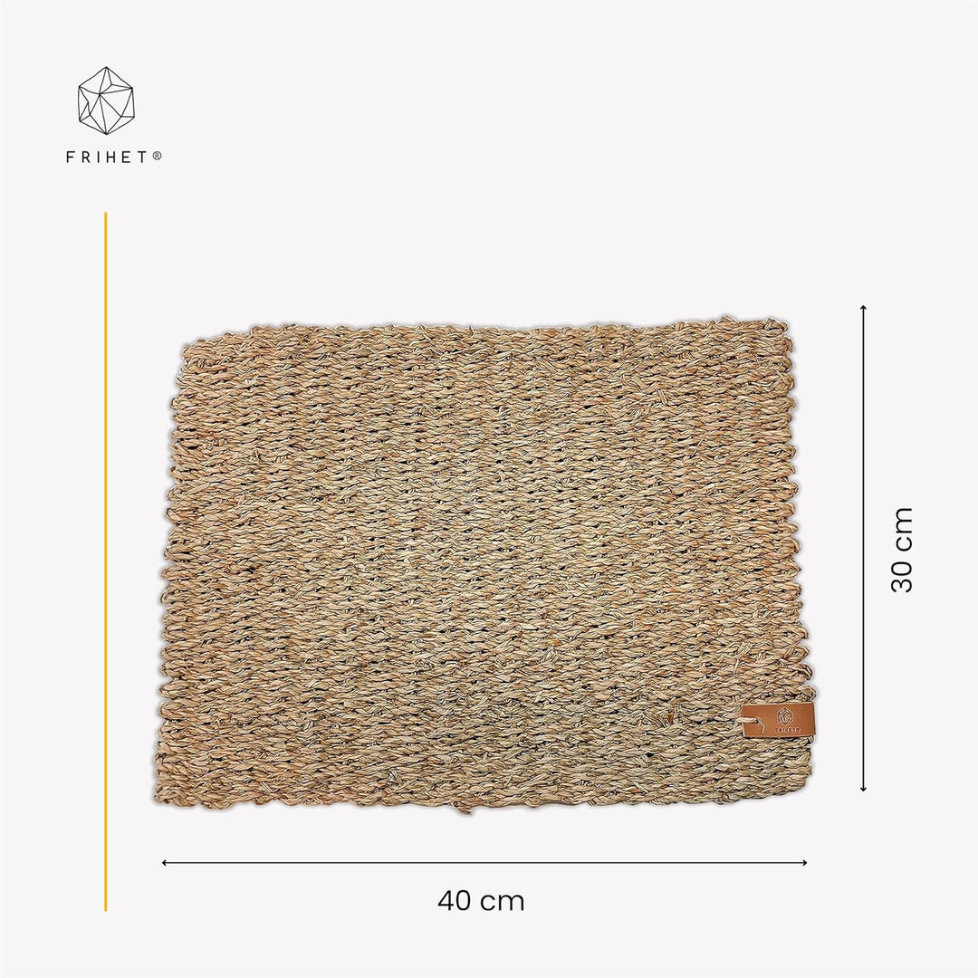 FRIHET Tischset eckig - Seegras geflochten (4er Set) Platzset 40x30cm, Natur Tischdeko, Tischsets Pl
