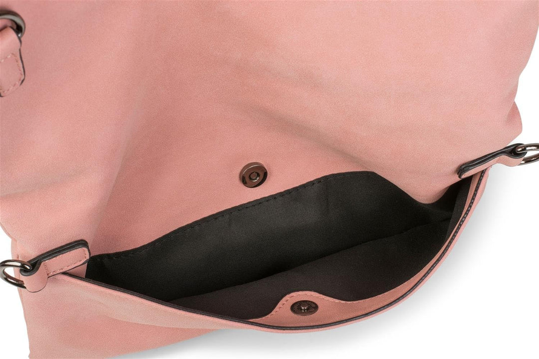 styleBREAKER Fold-Over-Clutch in Wildlederoptik mit Überschlag, 3-in-1 Tasche, Schulterriemen, Trage