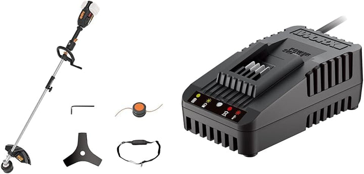 WORX Nitro WG186E.92 Akku Sense Rasentrimmer & Freischneider 40V (2x20V) & WA3880 Lithium, Akku Lade