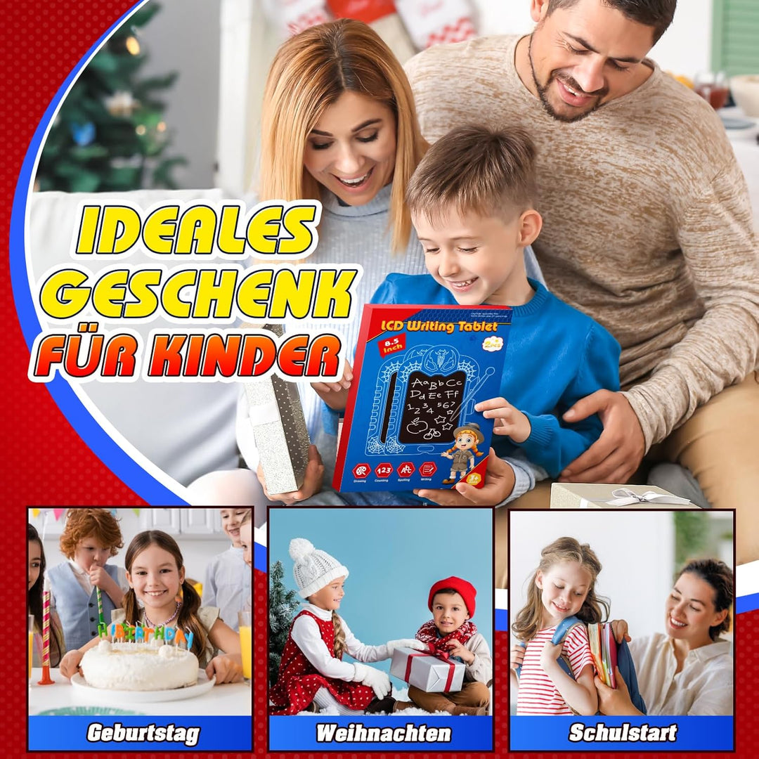 Braxel LCD Schreibtafel Kinder, 2 Stück Maltafel Zeichenbrett Kinder– Farbig/Löschbar/Löschsperre, K