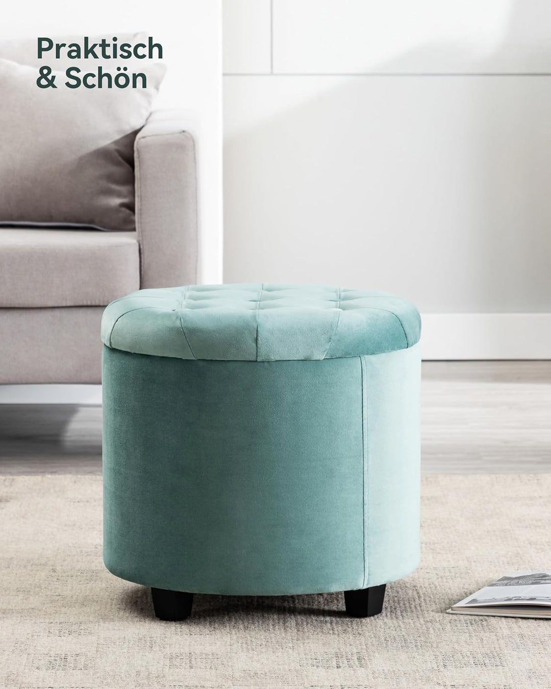 HNNHOME Sitzhocker mit Stauraum, Sitzwürfel mit Deckel, Sitztruhe, Fussbank Truhen Aufbewahrungsbox,