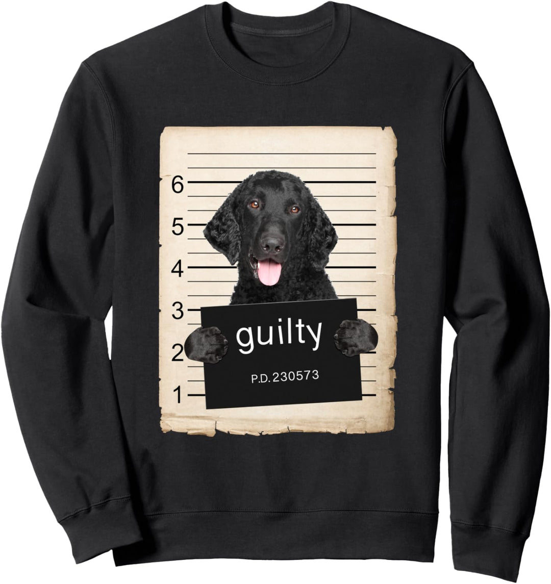 Curly-coated retriever Dog mug shot bad dog Sweatshirt