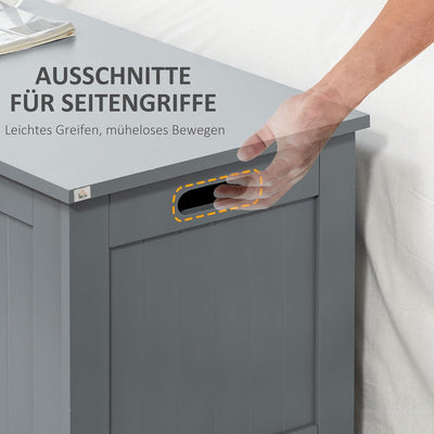 HOMCOM Truhe, Aufbewahrungsbox, Auflagenbox mit Griff, Gerätetruhe mit Deckel, Holzwerkstoff, Grau,