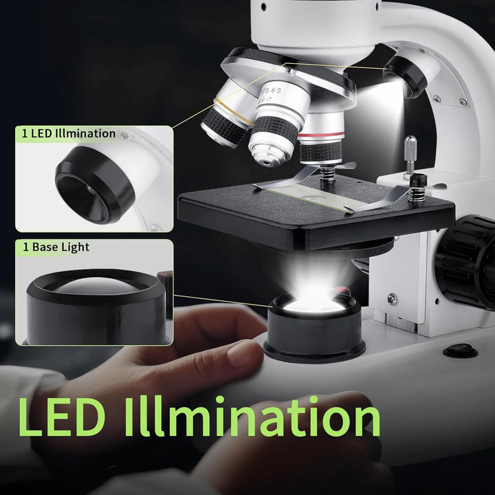 USCAMEL 40-1000-fache Vergrösserung LED Binokular Verbundmikroskop Professionelles Verbundmikroskop