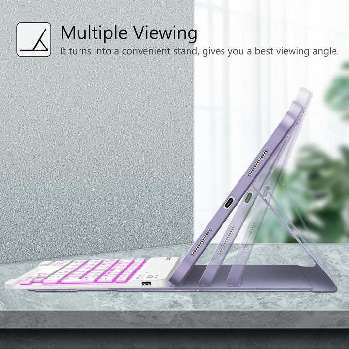 Fintie Tastatur Hülle für iPad 10. Generation 2022 (10.9 Zoll), Keyboard Case mit 7-farbig Beleuchte