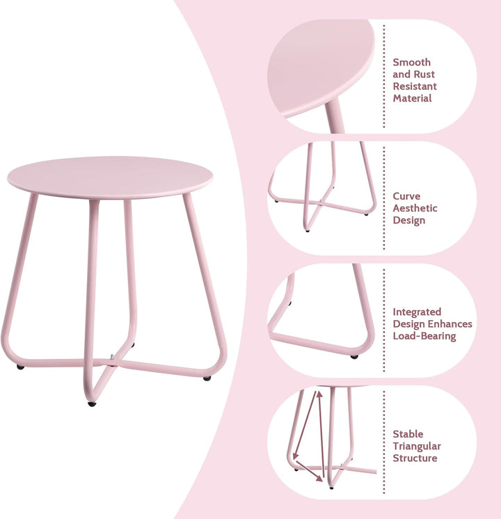 HollyHOME Beistelltisch Outdoor Balkontisch, Runder Gartentisch Kleiner Beistelltisch Kaffeetische N