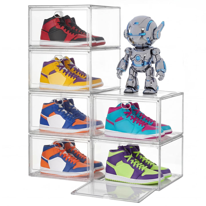 SONGMICS Schuhboxen stapelbar transparent, Schuh-Organizer, Schuhaufbewahrung, für Schuhe bis Grösse