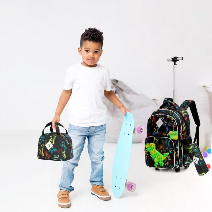 Egchescebo Schule Kinder Rolling Backpack für Mädchen mit Rädern Trolley Wheeled Backpack 041123-kon
