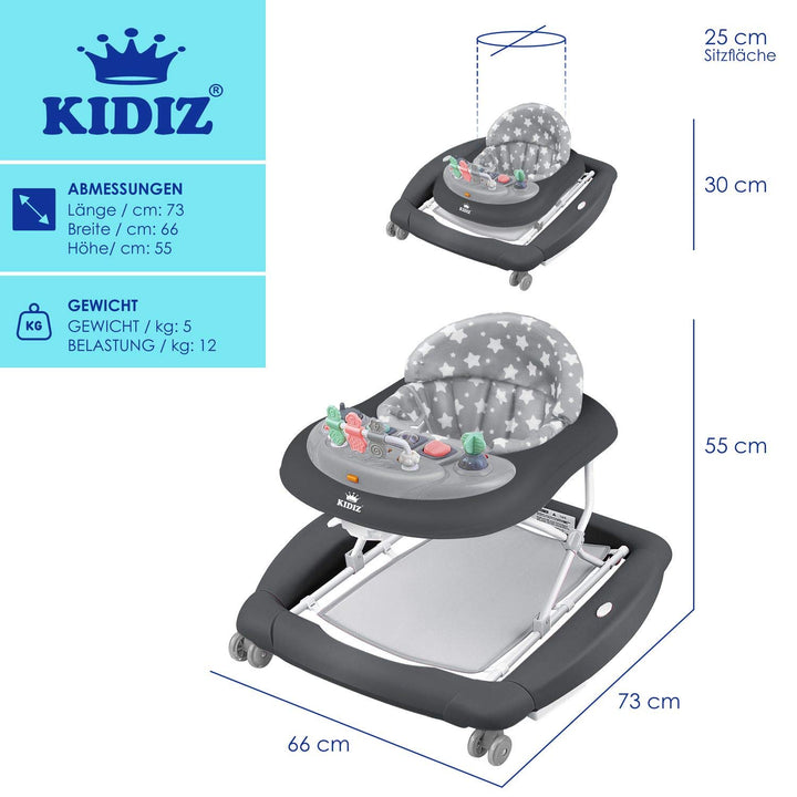 KIDIZ® 4in1 Lauflernhilfe Babywalker Spiel- und Lauflernwagen Gehfrei Schaukelfunktion Babywippe mit
