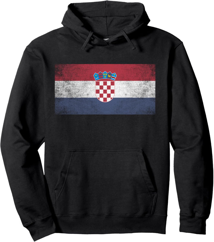 Croatian Croatia Flag Pride Country Home Nation Family Retro Pullover Hoodie