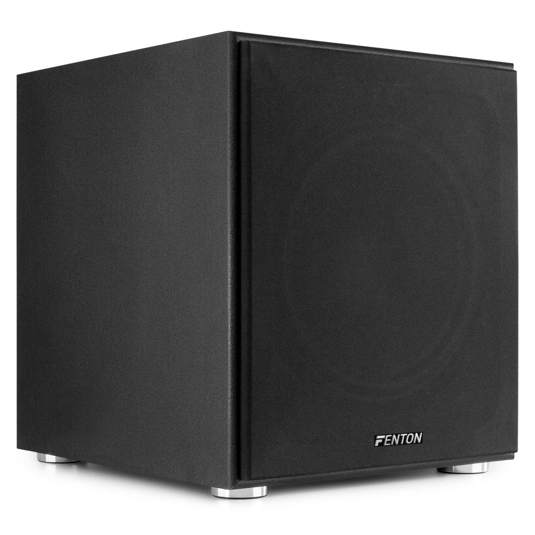 Fenton SHFS12B Subwoofer aktiv 12 Zoll, 400 Watt Sub Woofer, Integrierter Verstärker, Bass Box, Perf