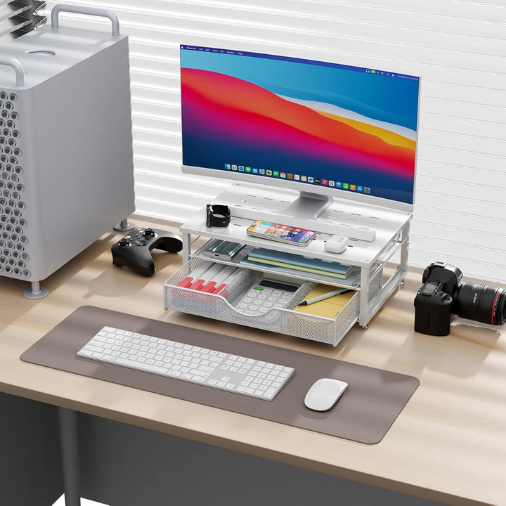 Computer-Monitorständer, Schreibtisch-Organizer mit Schublade, Schreibtischzubehör & Desktop-Aufbewa