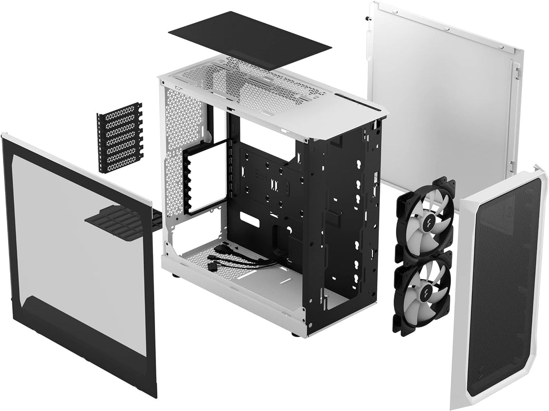 Fractal Design Focus 2 RGB White -Tempered Glass Clear Tint - Mesh Front – Two 140 mm RGB Aspect Fan