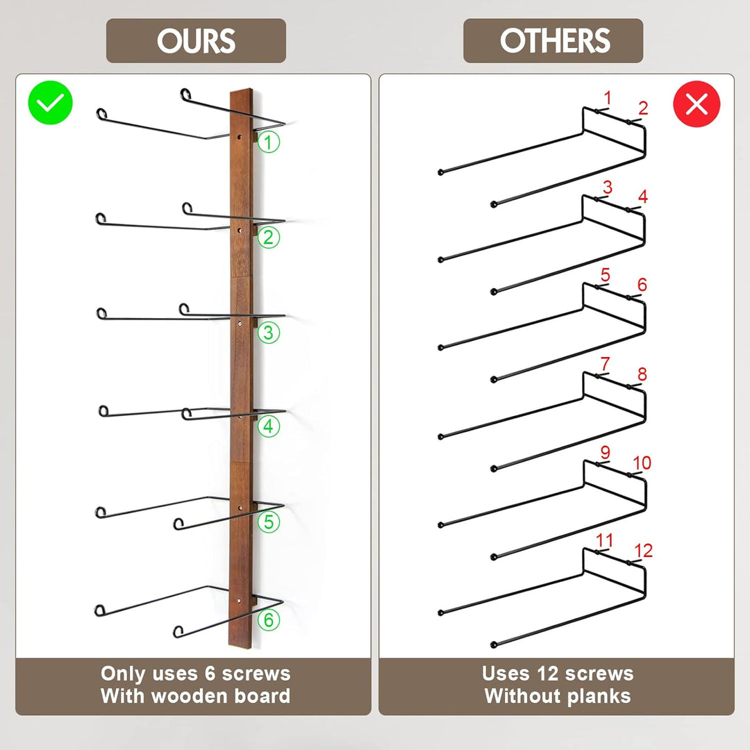 TIPSYTREE Kappenhalter, Cap Halter Tür Hut Racks, 6 Stücke Hut Rack für Cowboyhüte mit Holzbrett, Me