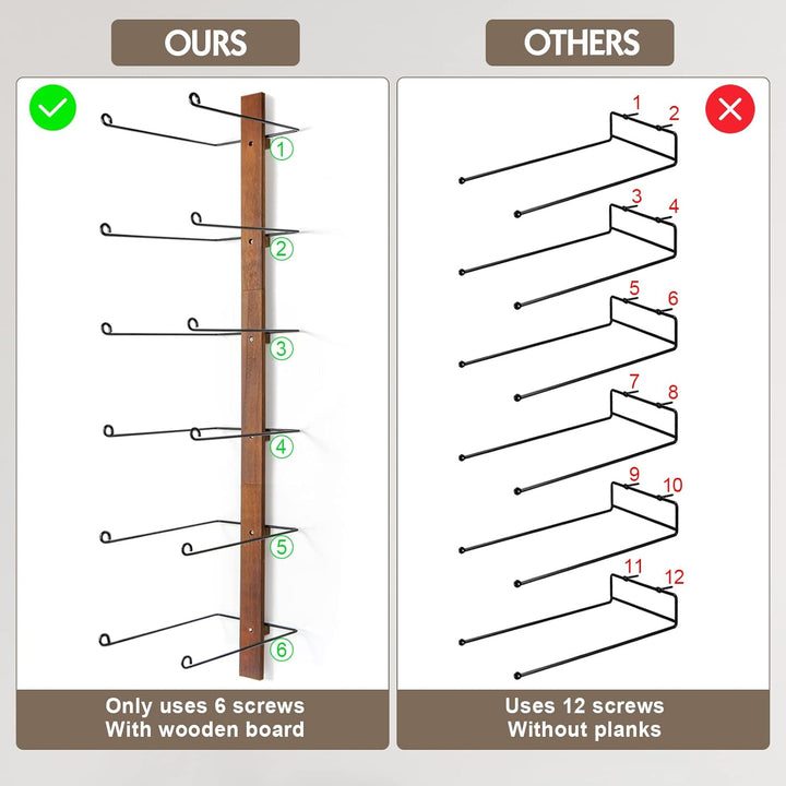 TIPSYTREE Kappenhalter, Cap Halter Tür Hut Racks, 6 Stücke Hut Rack für Cowboyhüte mit Holzbrett, Me