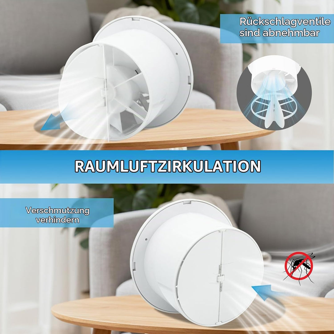 FanGoFast Badlüfter 150 mm, Abluftventilator, wasserdicht, 22 W, für Bad, WC 150MM, 150MM