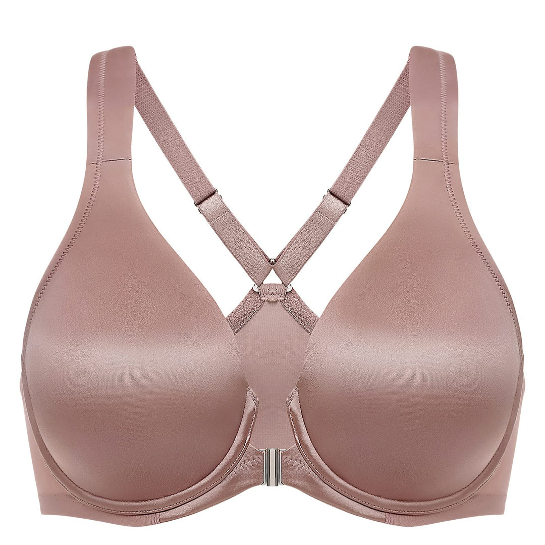 DELIMIRA Damen BH mit Vorderverschluss Seamless Bügel BHS Grosse Brüste Vollschalen Racerback Ungefü