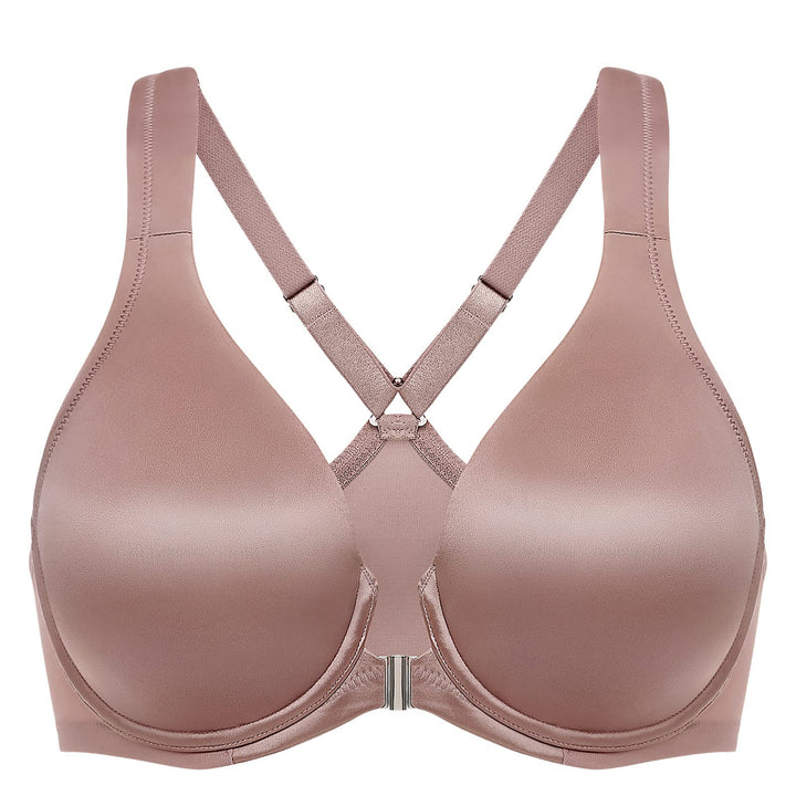 DELIMIRA Damen BH mit Vorderverschluss Seamless Bügel BHS Grosse Brüste Vollschalen Racerback Ungefü