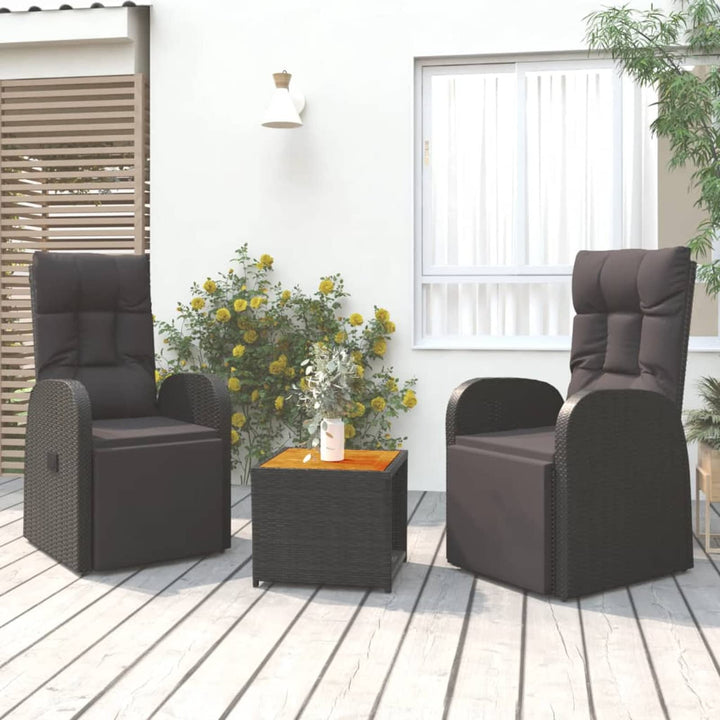 Yolola Rattanmöbel mit 2X Sessel mit Liegefunktion ausgestattet und Beistelltisch, Polyrattan Garten