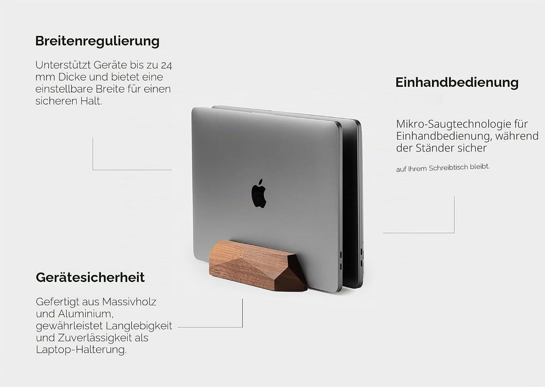 Oakywood Dual Laptop Vertical Stand, Naturholz, für Geräte bis 2 cm Dicke, kompatibel mit Allen MacB